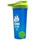 a translucent blue tumbler & lime green lid & lime green mixing ball endurance shaker tumbler with drink - thru lid and mixing ball
