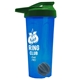 a translucent blue tumbler & green lid & gray mixing ball endurance shaker tumbler with drink - thru lid and mixing ball