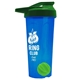 a translucent blue tumbler & green lid & lime green mixing ball endurance shaker tumbler with drink - thru lid and mixing ball