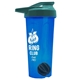 a translucent blue tumbler & teal lid & black mixing ball endurance shaker tumbler with drink - thru lid and mixing ball