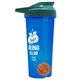 a translucent blue tumbler & teal lid & orange mixing ball endurance shaker tumbler with drink - thru lid and mixing ball