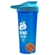 a translucent blue tumbler & cyan lid & orange mixing ball endurance shaker tumbler with drink - thru lid and mixing ball