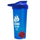 a translucent blue tumbler & royal blue lid & red mixing ball endurance shaker tumbler with drink - thru lid and mixing ball