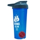a translucent blue tumbler & steel blue lid & red mixing ball endurance shaker tumbler with drink - thru lid and mixing ball