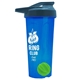 a translucent blue tumbler & steel blue lid & lime green mixing ball endurance shaker tumbler with drink - thru lid and mixing ball