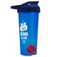 a translucent blue tumbler & navy blue lid & red mixing ball endurance shaker tumbler with drink - thru lid and mixing ball