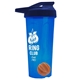 a translucent blue tumbler & navy blue lid & orange mixing ball endurance shaker tumbler with drink - thru lid and mixing ball
