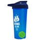 a translucent blue tumbler & navy blue lid & lime green mixing ball endurance shaker tumbler with drink - thru lid and mixing ball