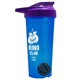 a translucent blue tumbler & violet lid & black mixing ball endurance shaker tumbler with drink - thru lid and mixing ball