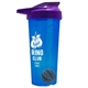 a translucent blue tumbler & violet lid & gray mixing ball endurance shaker tumbler with drink - thru lid and mixing ball