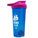 a translucent blue tumbler & pink lid & royal blue mixing ball endurance shaker tumbler with drink - thru lid and mixing ball