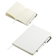 aerial view a white quorum soft touch journal with matching color gel pen, image 1 of 3