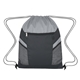 aerial view a gray ripstop recycled drawstring bag, image 1 of 3