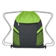aerial view a lime green ripstop recycled drawstring bag, image 1 of 3