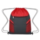 aerial view a red ripstop recycled drawstring bag, image 1 of 3