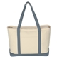 aerial view a natural with gray large heavyweight cotton canvas boat tote, image 1 of 4