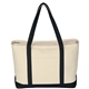 aerial view a natural with black large heavyweight cotton canvas boat tote, image 1 of 4