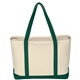 aerial view a natural with forest green large heavyweight cotton canvas boat tote, image 1 of 4