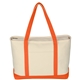 aerial view a natural with orange large heavyweight cotton canvas boat tote, image 1 of 4