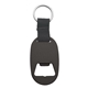 aerial view a matte black metal key tag with bottle opener, image 1 of 2