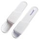 aerial view a white adjustable measuring spoon, image 1 of 3