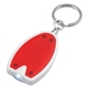 aerial view a red with white trim extra bright white press hold led key chain, image 1 of 2