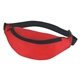 aerial view a red with black trim 44 budget polyester fanny pack, image 1 of 2