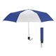 aerial view a royal blue/white 42 arc budget recycled telescopic umbrella, image 1 of 2