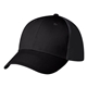 aerial view a black 6 panel polyester cap, image 1 of 2
