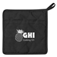 aerial view a black quilted cotton canvas pot holder, image 1 of 2