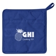 aerial view a royal blue quilted cotton canvas pot holder, image 1 of 2