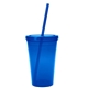 aerial view a translucent blue 16 oz sunsplash double wall tumbler, image 1 of 3
