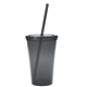 aerial view a translucent charcoal 16 oz sunsplash double wall tumbler, image 1 of 3