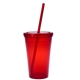 aerial view a translucent red 16 oz sunsplash double wall tumbler, image 1 of 3