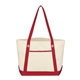 aerial view a natural with red trim medium cotton canvas set sail boat tote, image 1 of 2
