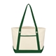 aerial view a natural with forest green trim medium cotton canvas set sail boat tote, image 1 of 2