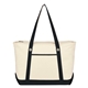 aerial view a natural with black trim large 12 oz cotton canvas sailing tote bag, image 1 of 2