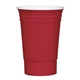 aerial view a red with white inner tri - edge(tm) reusable double - wall party cup, image 1 of 2