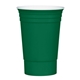 aerial view a forest green with white inner tri - edge(tm) reusable double - wall party cup, image 1 of 2