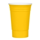 aerial view a yellow with white inner tri - edge(tm) reusable double - wall party cup, image 1 of 2