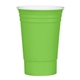 aerial view a neon green with white inner tri - edge(tm) reusable double - wall party cup, image 1 of 2
