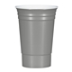 aerial view a metallic gray with white inner tri - edge(tm) reusable double - wall party cup, image 1 of 2