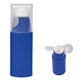 aerial view a royal blue mini fan with removable cap, image 1 of 5