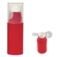 aerial view a red mini fan with removable cap, image 1 of 4