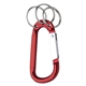 aerial view a red 8mm carabiner with triple split ring, image 1 of 2