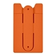 aerial view a orange silicone phone wallet with stand, image 1 of 2