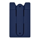 aerial view a navy blue silicone phone wallet with stand, image 1 of 2