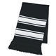 aerial view a black/white two - tone knit scarf with fringe, image 1 of 2