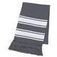 aerial view a gray/white two - tone knit scarf with fringe, image 1 of 2