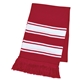 aerial view a red/white two - tone knit scarf with fringe, image 1 of 2